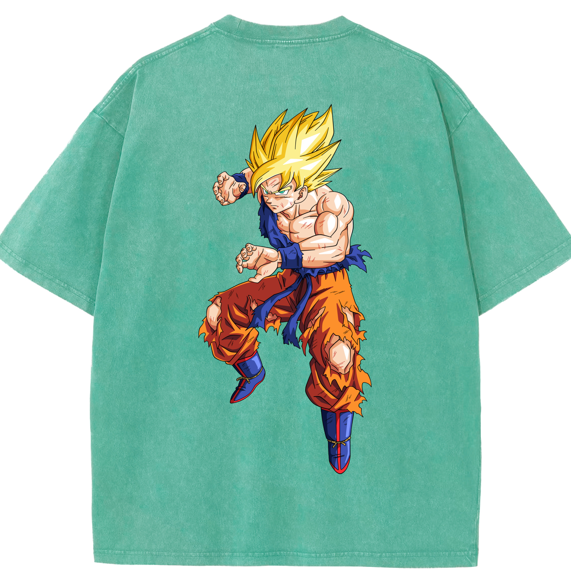 （画像用） ドラゴンボール 孫悟空（そん ごくう）Son Goku カカロット DRAGON BALL Kakarotto 綿100% ヴィンテージ風 半袖Tシャツ（背面プリント）